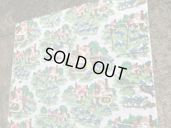 スマーフ　ビンテージ　フラットシーツ　生地　80年代