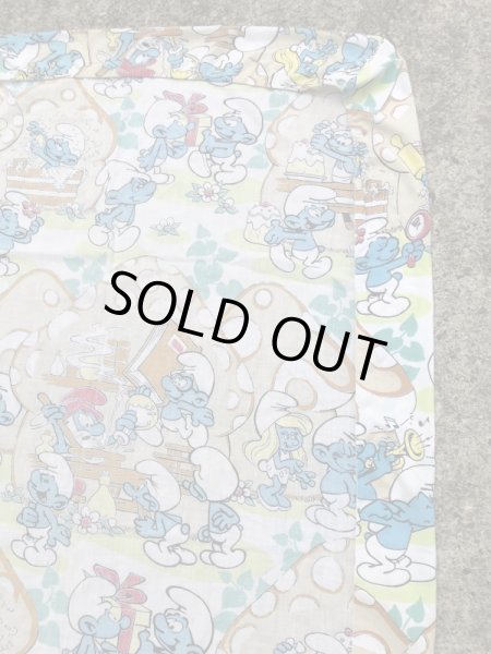 スマーフ　ビンテージ　ベッドシーツ　生地　80年代