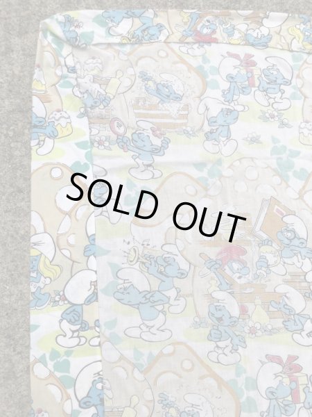 スマーフ　ヴィンテージ　ボックスシーツ　生地　80年代