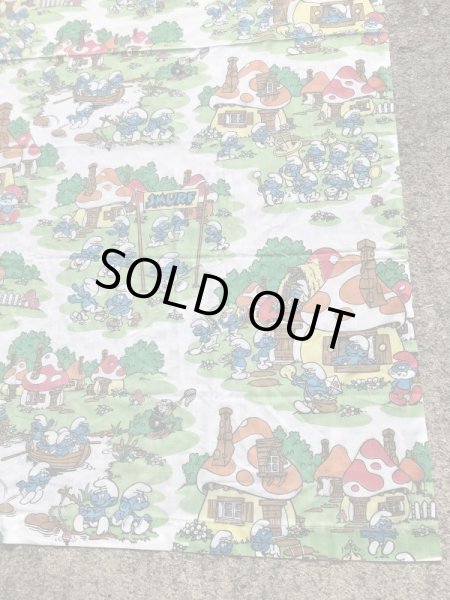 スマーフ　ビンテージ　フラットシーツ　生地　80年代