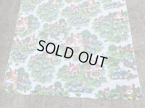 スマーフ　ビンテージ　フラットシーツ　生地　80年代