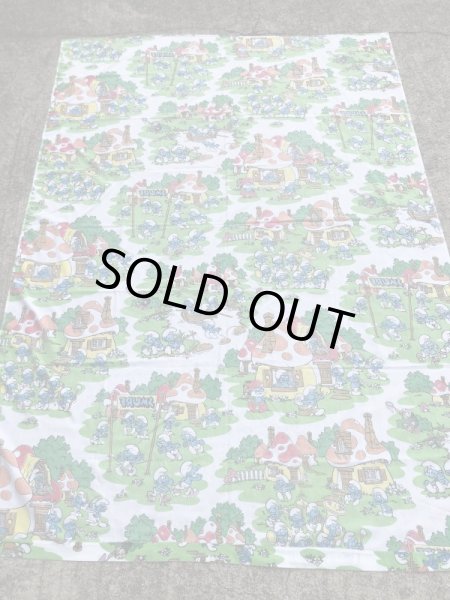 スマーフ　ビンテージ　フラットシーツ　生地　80年代