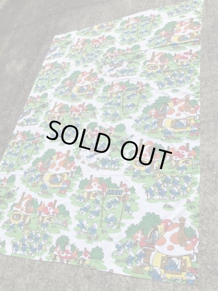 スマーフ　ビンテージ　フラットシーツ　生地　80年代