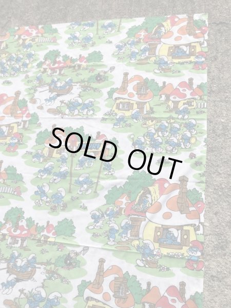 スマーフ　ビンテージ　フラットシーツ　生地　80年代