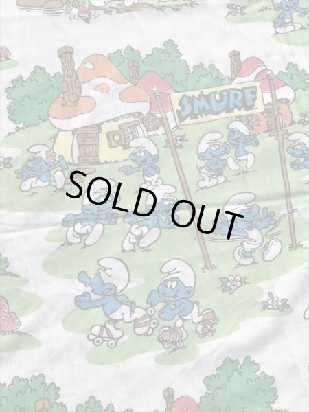 スマーフ　ビンテージ　フラットシーツ　生地　80年代