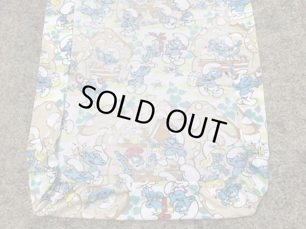 スマーフ　ビンテージ　ベッドシーツ　生地　80年代