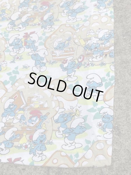 スマーフ　ビンテージ　ベッドシーツ　生地　80年代