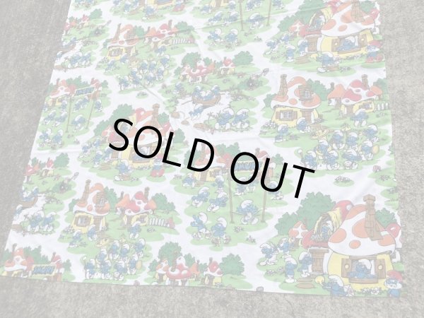 スマーフ　ビンテージ　フラットシーツ　生地　80年代