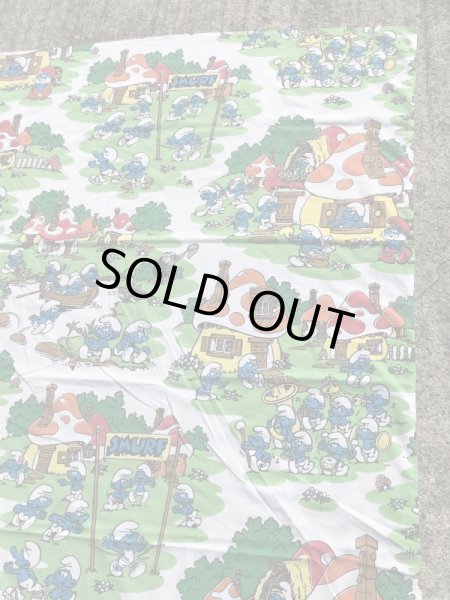 スマーフ　ビンテージ　フラットシーツ　生地　80年代