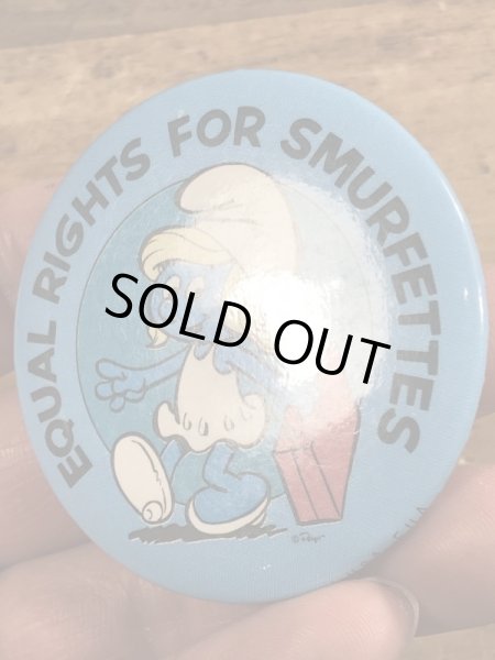 スマーフ　ヴィンテージ　缶バッチ　スマーフェット　80’s