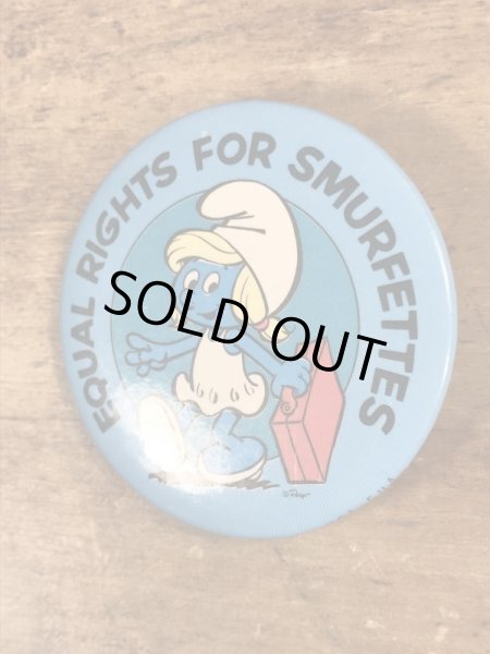 スマーフ　ヴィンテージ　缶バッチ　スマーフェット　80’s
