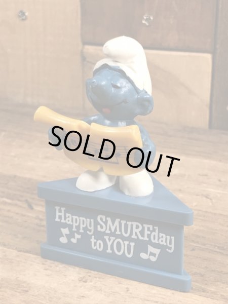 Smurf　ヴィンテージ　PVCフィギュア　台付き　70’s