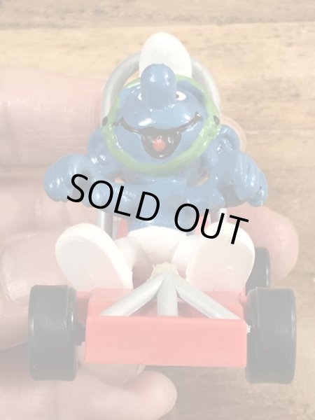 80’sのゴーカートに乗ったスーパースマーフのヴィンテージのPVC製フィギュア