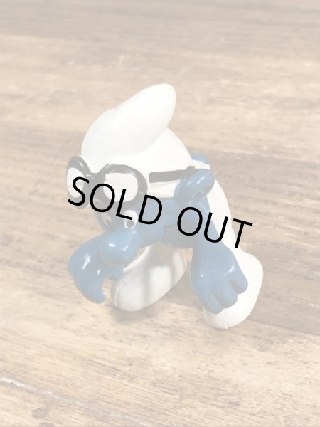 70’sのゴーグルをしたスーパースマーフのヴィンテージのPVC製フィギュア