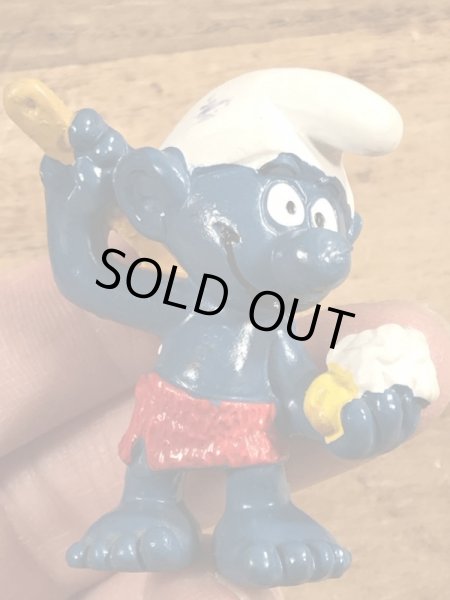 70年代頃のお風呂に入っているスマーフのビンテージのPVCフィギュア