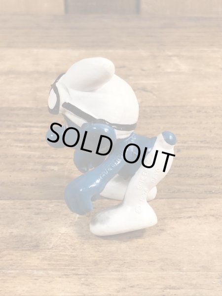 70’sのゴーグルをしたスーパースマーフのヴィンテージのPVC製フィギュア