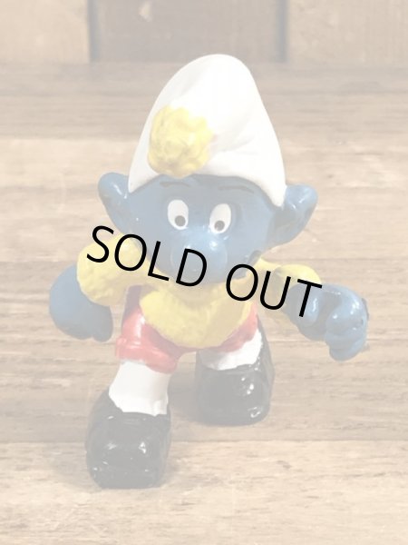 70年代頃のスキーをしているスマーフのビンテージのPVCフィギュア