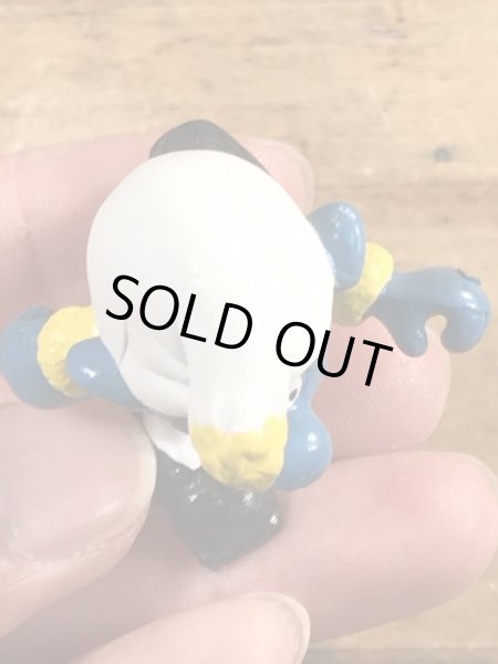 70’sのスキーをしているスマーフのヴィンテージのPVC製フィギュア