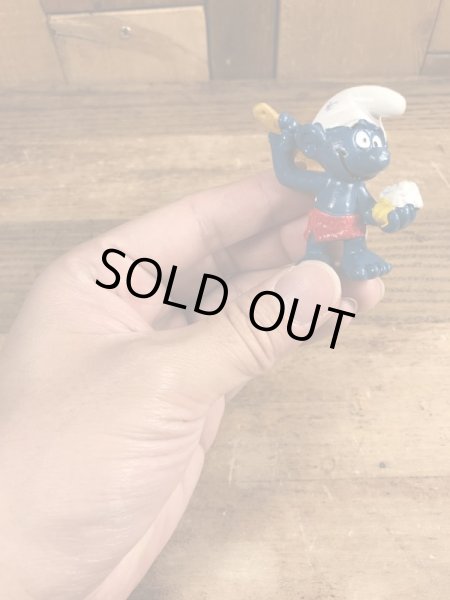 70’sの体を洗っているスマーフのヴィンテージのPVC製フィギュア