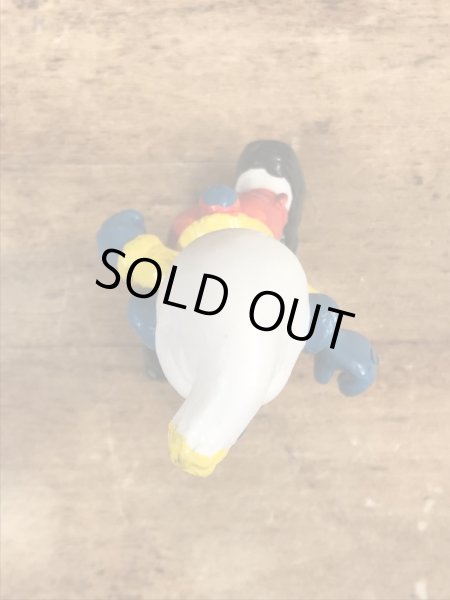 70’sのスキーをしているスマーフのヴィンテージのPVC製フィギュア