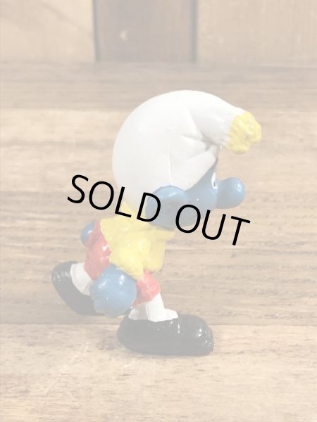 70年代頃のスキーをしているスマーフのビンテージのPVCフィギュア