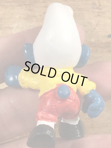 70’sのスキーをしているスマーフのヴィンテージのPVC製フィギュア