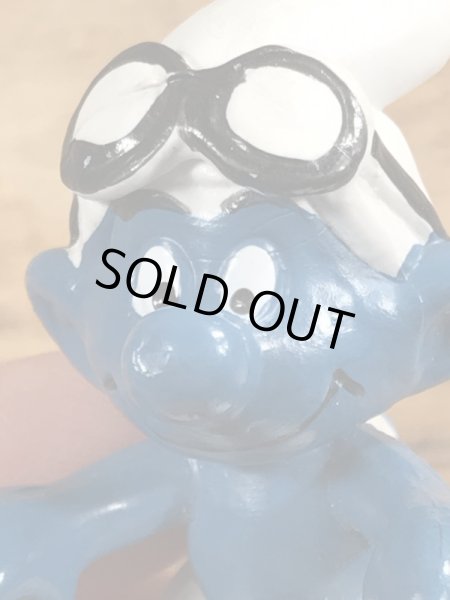 70’sのゴーグルをしたスーパースマーフのヴィンテージのPVC製フィギュア