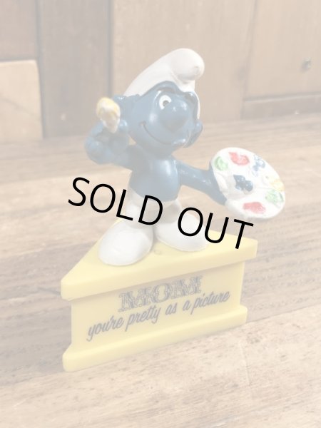 70年代頃の台座付きのスマーフのビンテージのPVCフィギュア