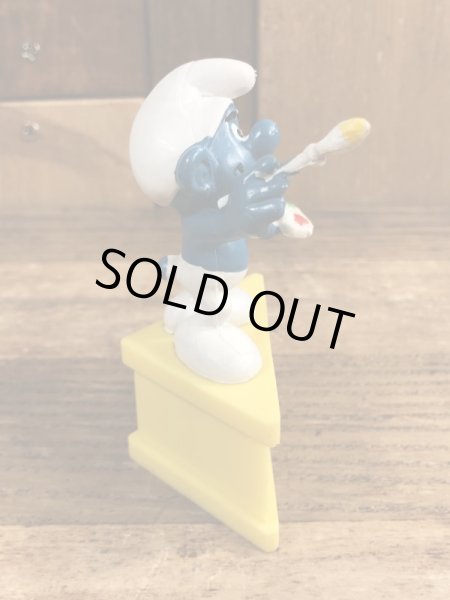 70年代頃の台座付きのスマーフのビンテージのPVCフィギュア