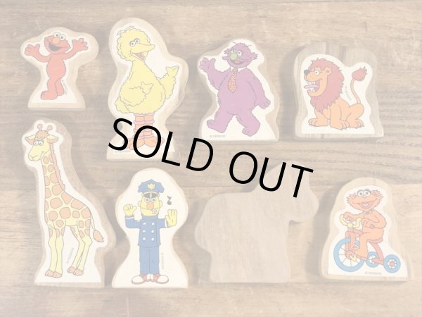 90’sのセサミストリートと動物のヴィンテージのウッドブロック