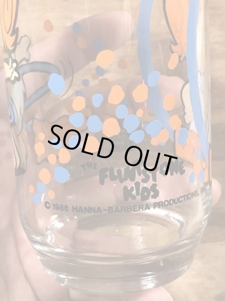 80’sのフリントストーンキッズのウィルマのヴィンテージのガラスコップ