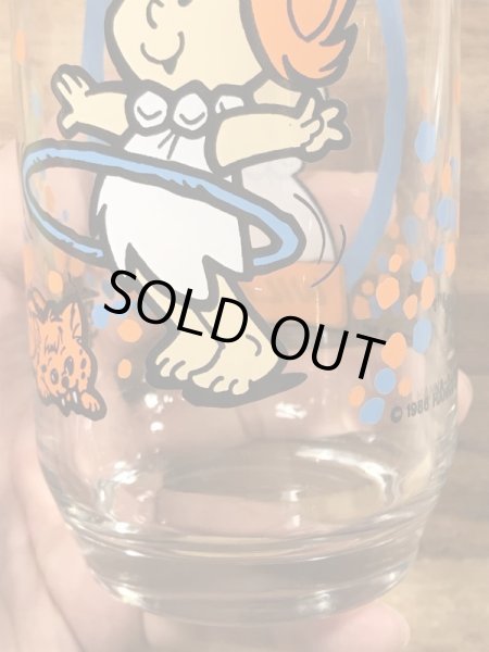 80’sのフリントストーンキッズのウィルマのヴィンテージのガラスコップ