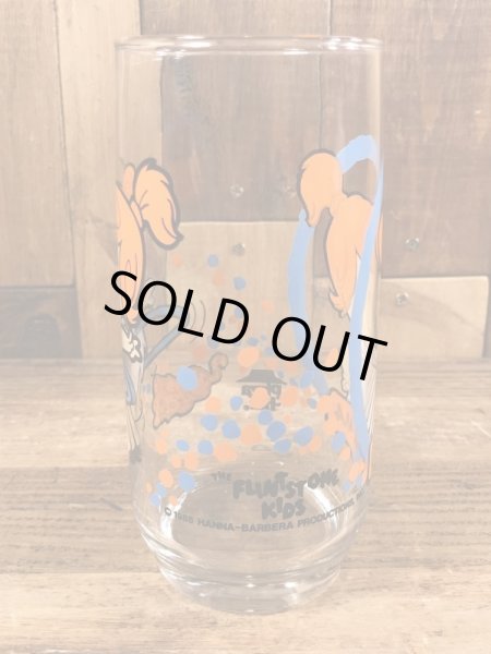 80年代頃のフリントストーンキッズのウィルマのビンテージのグラス