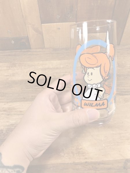 80’sのフリントストーンキッズのウィルマのヴィンテージのガラスコップ