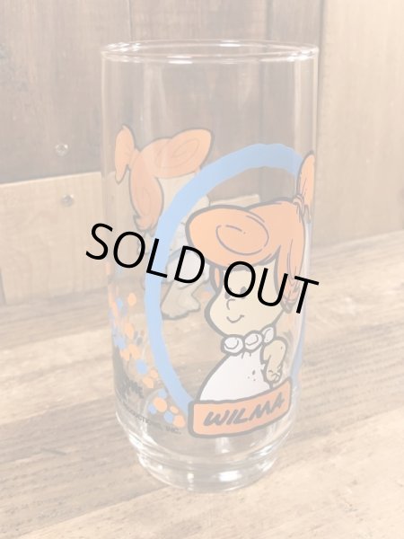 80年代頃のフリントストーンキッズのウィルマのビンテージのグラス