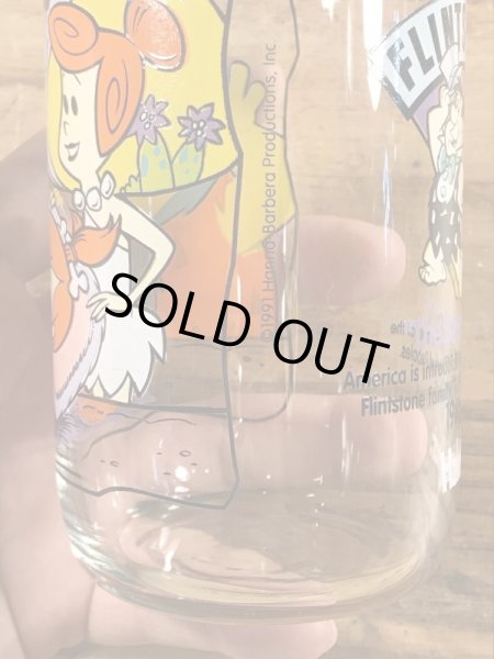 90’sのフリントストーンのヴィンテージのガラスコップ