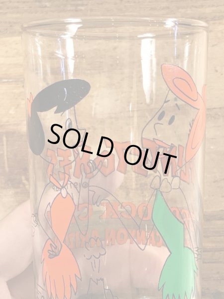 70年代頃のフリントストーンのビンテージのガラスコップ