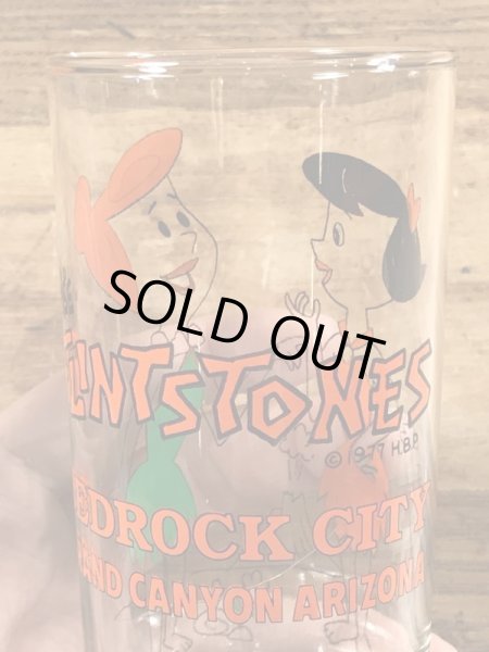 70年代頃のフリントストーンのビンテージのガラスコップ