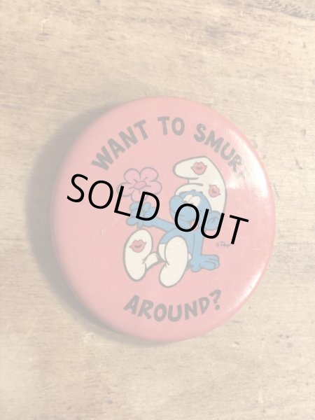 80年代頃のスマーフのビンテージの缶バッジ