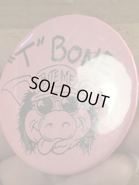 80’sのBite Meのブタが描かれたヴィンテージの缶バッチ