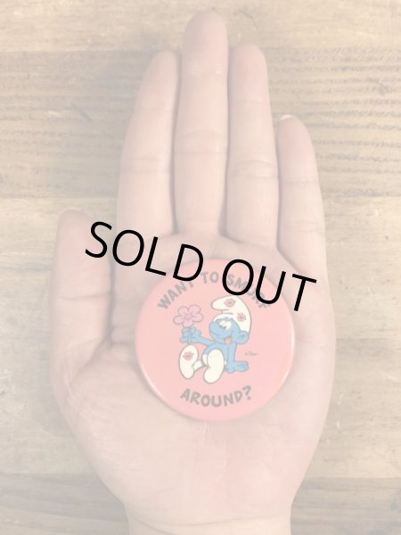 80年代頃のスマーフのビンテージの缶バッジ