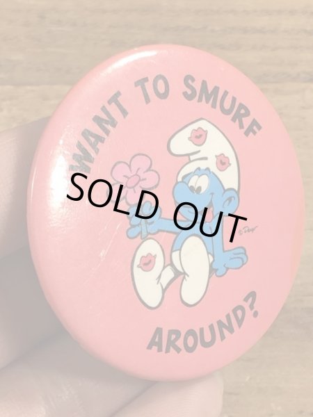 80年代頃のスマーフのビンテージの缶バッジ