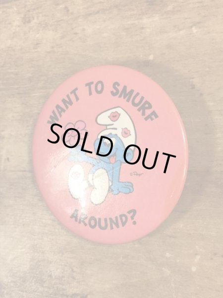 80’sのスマーフのヴィンテージの缶バッチ