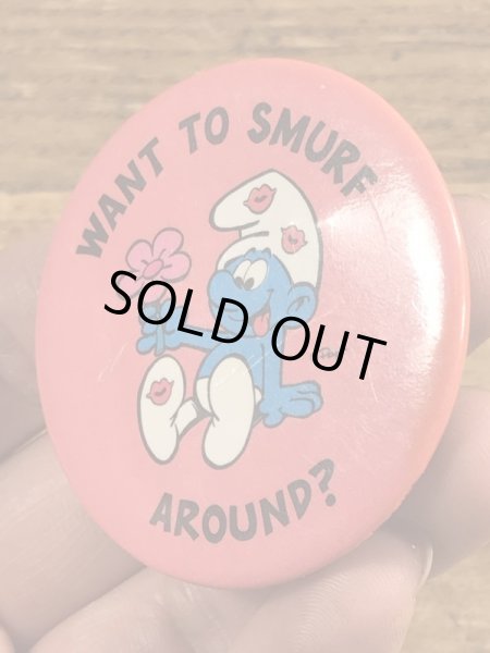 80’sのスマーフのヴィンテージの缶バッチ