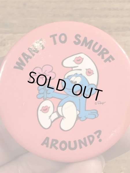 80年代頃のスマーフのビンテージの缶バッジ