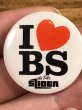 80年代頃のI Love BS The Bike Sliderのメッセージが書かれたビンテージの缶バッジ