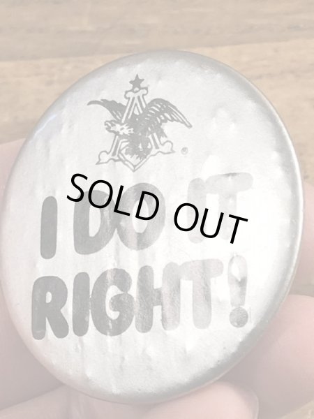 80’sのアンハイザーブッシュビールのメッセージが書かれたヴィンテージの缶バッチ