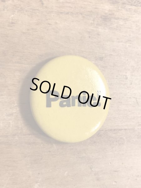 80年代頃のパニック！のメッセージが書かれたビンテージの缶バッジ