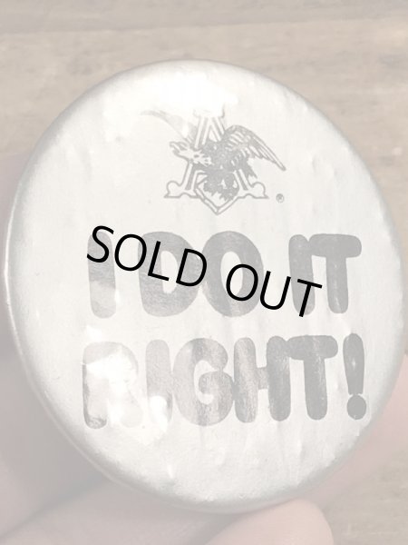 80年代頃のアンハイザーブッシュビールのメッセージが書かれたビンテージの缶バッジ