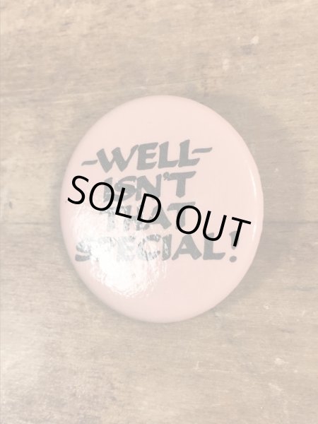 80'sのWell Isn't That Special!のメッセージが書かれたビンテージの缶バッジ